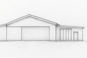 skissad timmerfabrik