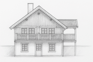 skissad bild av nyggnation av bostadshus