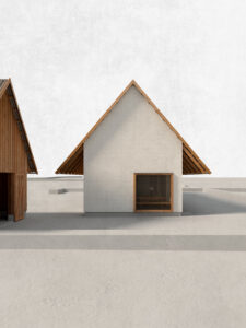 gavelsida av halmbalshus