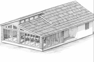3d skiss på tillbyggnad